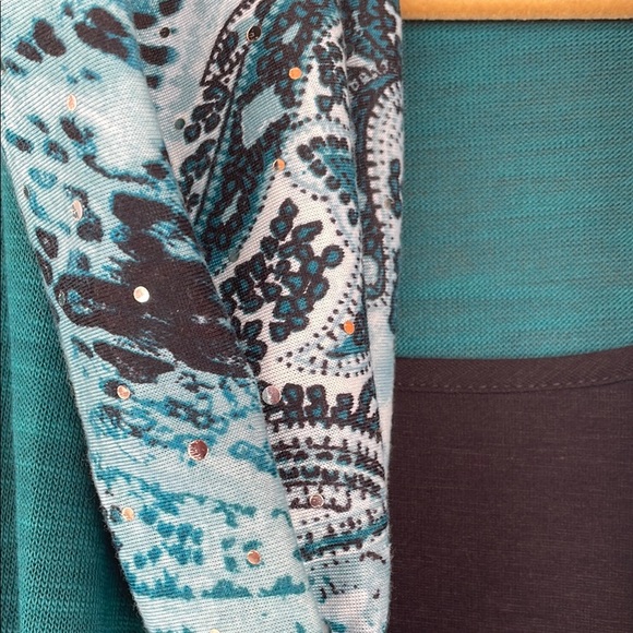 JM Collection Woman Teal Open Front Cardigan with Scarf New with tags. Plus 2X - Picture 4 of 10